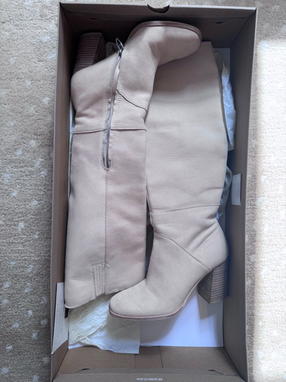 Dolce Vita Beige Knee-High Leather Heeled Boots